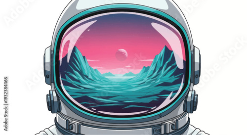 Astronaut Helmet with Space Scene Reflection.