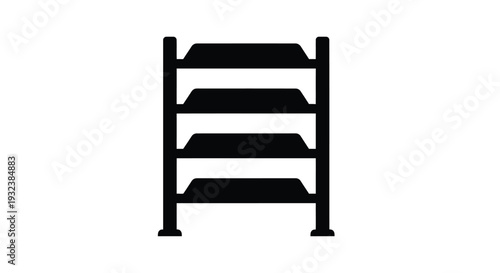 Black and white silhouette of a multi tiered shelving unit