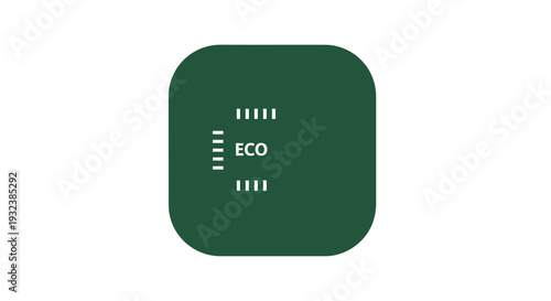 Green ECO symbol with electronic circuit pattern.