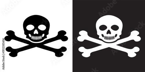 skull and crossbones silhouette vector, skull death icon
