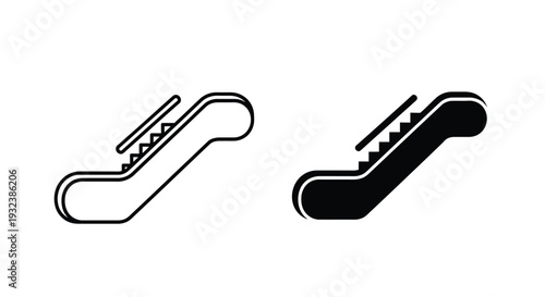 Two escalator icons a line drawing and a filled silhouette
