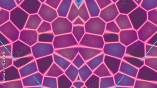 Vibrant digital art presentation background with abstract purple mosaic pattern and neon lines