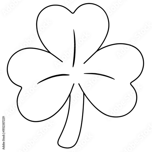 Three leaf cloverDoodle Outline Cartoon Hand Drawn