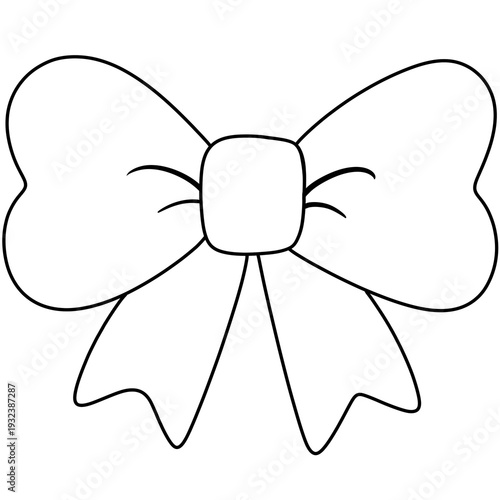 Ribbon Bow Gift Decoration Doodle Outline Cartoon Hand Drawn