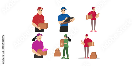 Delivery Person Holding Package and Checklist