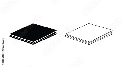 Simple illustration of two stacked angled rectangular shapes in black and white