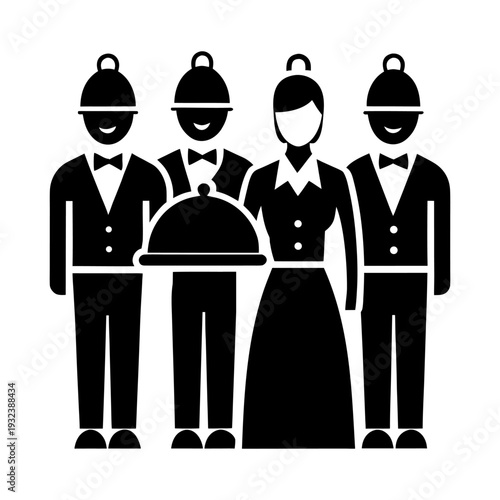 Hospitality Service Concept with Friendly Hotel Employees Flat Vector.