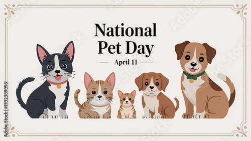 National pet day celebration with adorable animals pets and kittens on april 11 fun and cute