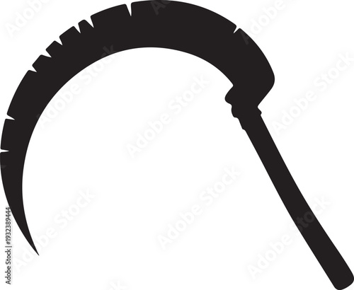 Curved sickle blade silhouette vector icon