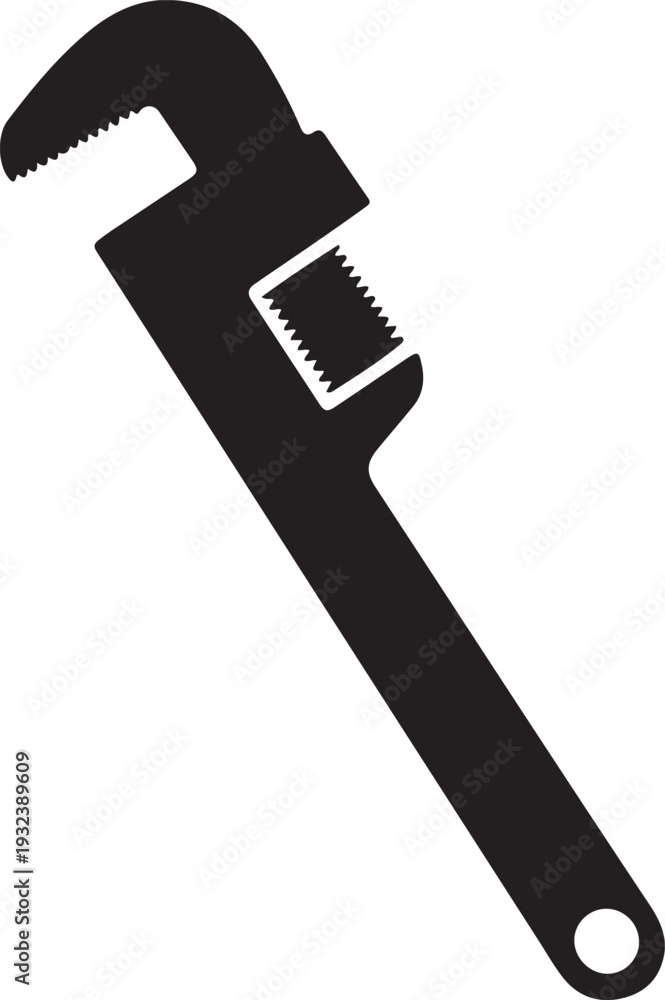 Naklejka premium Adjustable wrench silhouette vector icon