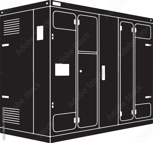 Industrial electrical control cabinet vector illustration