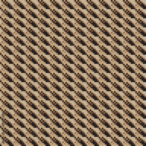 Tartan Textile Design Brown And Beige Textured Pattern For Fashion And Homeware Fabric Print For Apparel And Decor Pixelated Texture Diagonal Lines