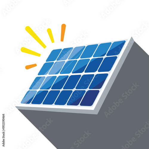 A stylized illustration of a solar energy panel generating power from the sun