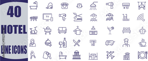 set Hotel line icons set collection vector illustration eps 10