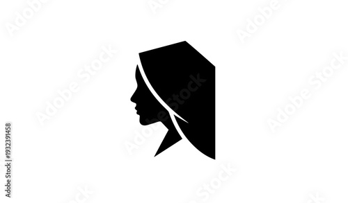 Lady Head Silhouette Icon Modern Female Profile Vector Graphic on White Background