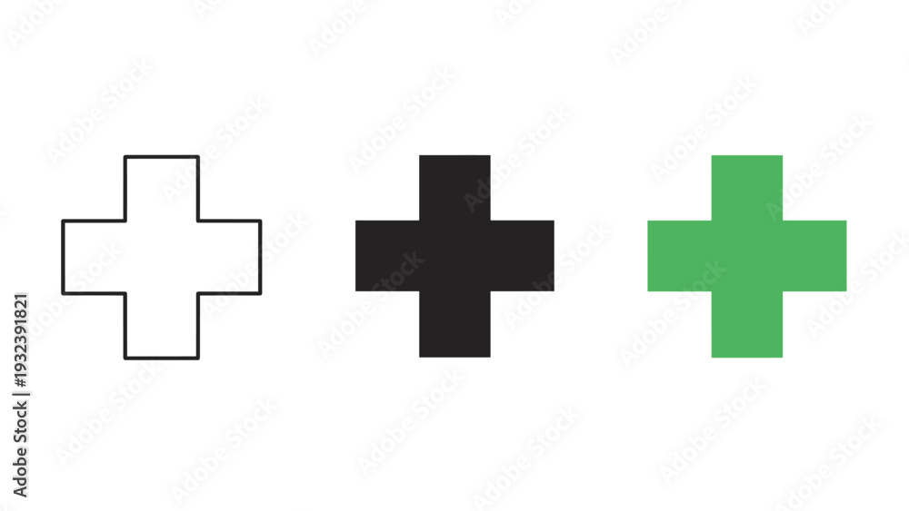 Obraz premium Three crosses in different colors on a plain background Vector