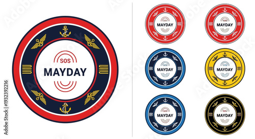 Mayday SOS Distress Signal Badge and Icons