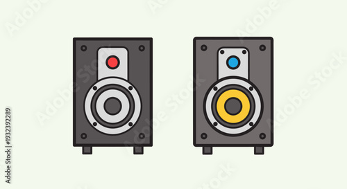 Modern Audio Speakers Duo, Flat Design, Sound System
