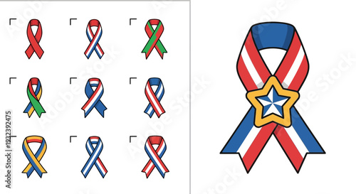 Patriotic Ribbons Collection and Single Star Emblem