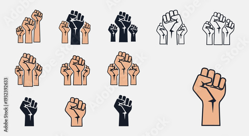 Raised Fist Symbol: Protest, Solidarity, Power, Resistance, Activism Icons