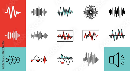 Sound Waveforms Collection: Audio Signal Icons and Visualizations