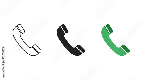 Three different colored telephone handsets Vector