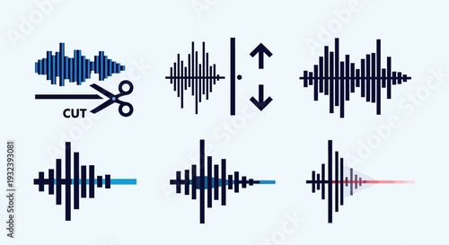 Audio Waveform Icons, Sound Editing, Music Production