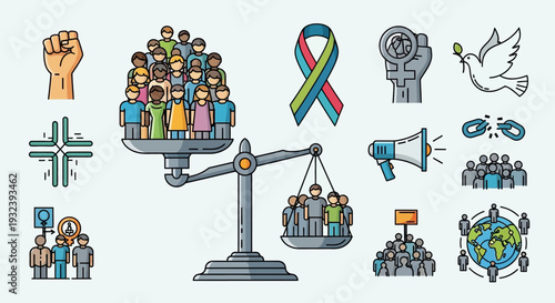 Equality and Social Justice Icons: Diversity, Rights, and Protest Symbols