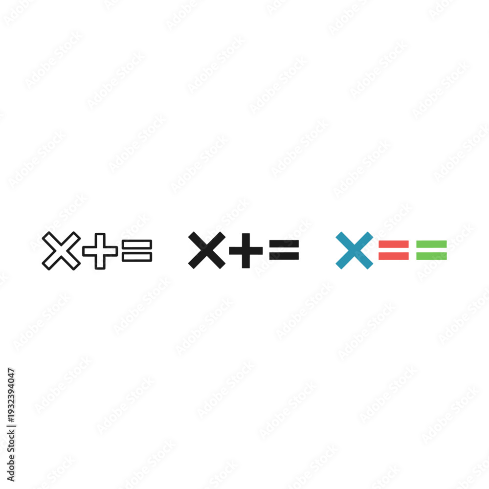 Fototapeta premium Colorful mathematical symbols on white background Vector