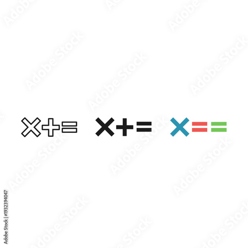 Colorful mathematical symbols on white background Vector