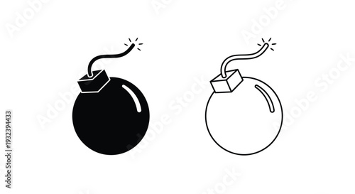 Two bomb illustrations one solid black and the other a white outline