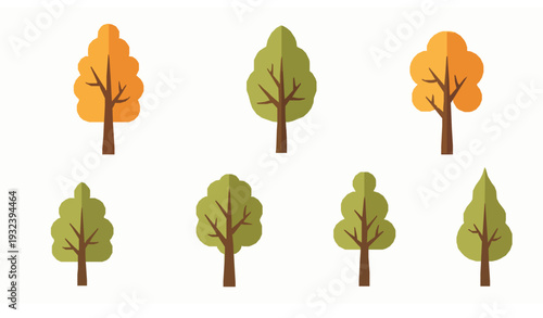 Retro autumn tree background illustration with falling leaves vintage seasonal vector isolated on white background