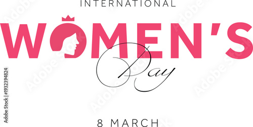 Happy women's day poster, womens day typography, text vector.eps