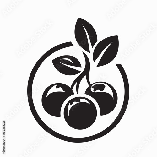 Tropical Blueberry Fruit Logo Vector Illustration On White Background