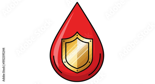 Blood Drop with Shield Protection Healthcare Concept Illustration