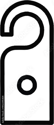 Hotel door hanger sign vector outline with circular cutout and round hole detail for guest privacy and room service