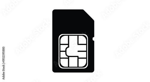 A black and white icon depicting a standard microsd memory card