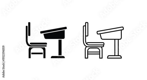 Simple black and white illustration of two different chair designs