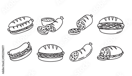 Vector Icons of Sandwiches and Sausages Food Collection Fast Food Sub-Niche
