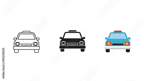 Three cars in different colors are shown side by side Vector