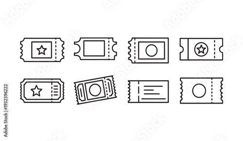 Vector Collection of Entertainment Ticket Icons with Stars and Circles for Events