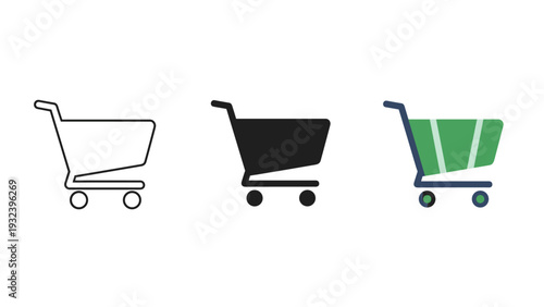 A set of three different shopping carts Vector