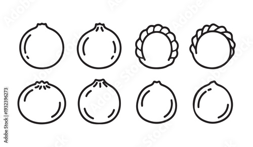 Various Dumpling Styles Vector Icons Collection Simple Outline Food Graphics