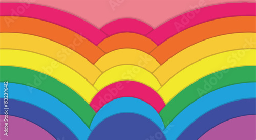 A vibrant abstract composition featuring layered arching colors