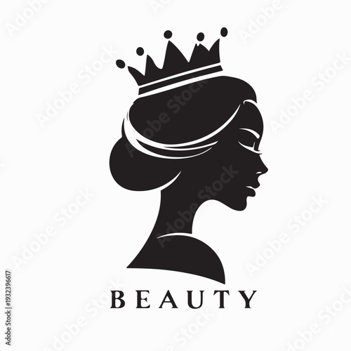 Queen Woman Silhouette Logo Template Beauty Brand Vector