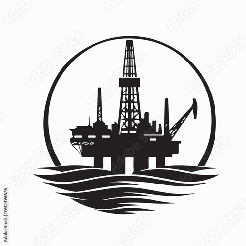 Energy Industry Oil and Gas Silhouette Logo Vector on White Background