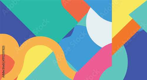 A vibrant abstract composition with various geometric shapes and colors (4)