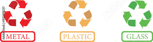 Recycle icon set collection group, eco recycling symbol arrow loop, environmental conservation sign, sustainability logo, green waste management emblem, circular reuse reduce concept vector.