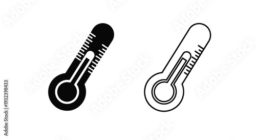 Two thermometer icons one filled one outline depicting temperature measurement
