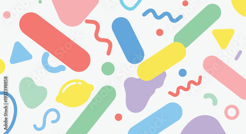 A vibrant abstract pattern featuring shapes and pastel colors